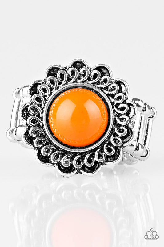 Garden Stroll Orange Floral Ring Paparazzi R0011