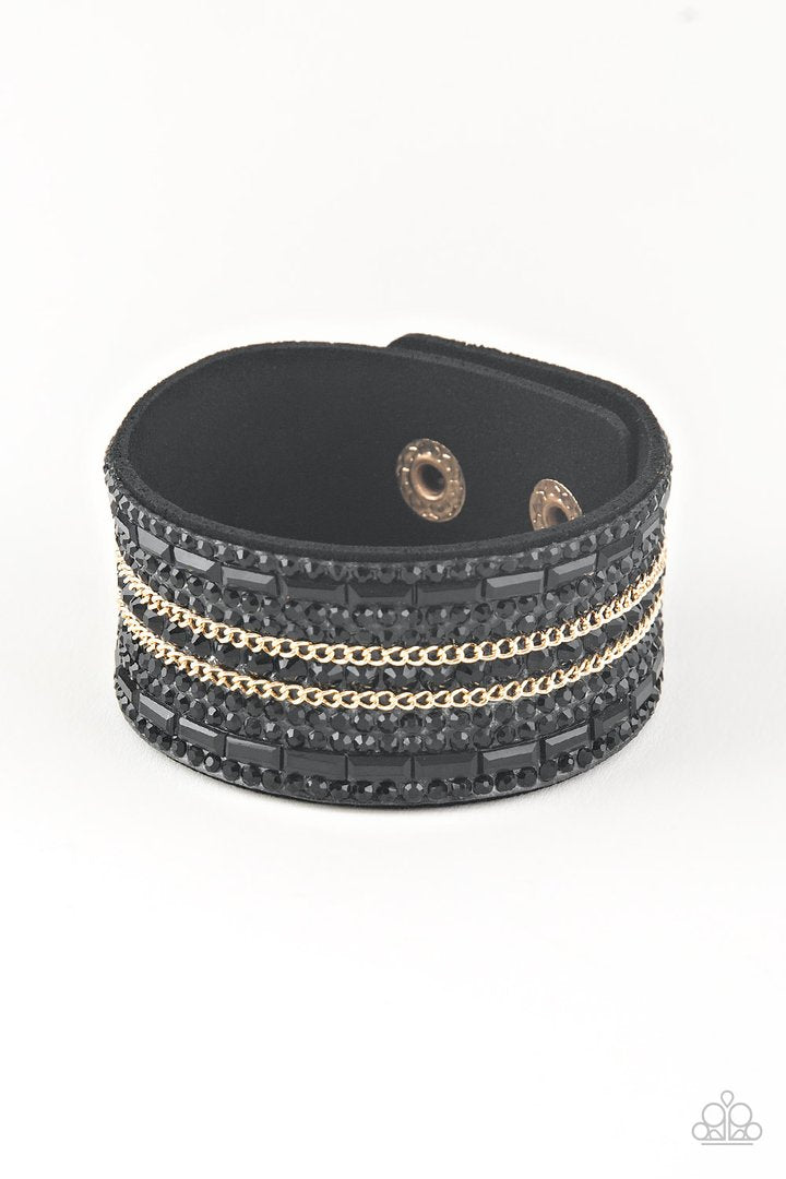 Rebel Radiance Black(Gold Chain) Urban Bracelet Paparazzi B0163