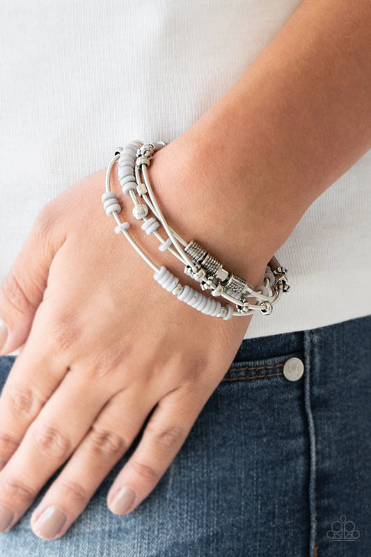 Tribal Spunk Silver And Gray Stretch Bracelet B0059