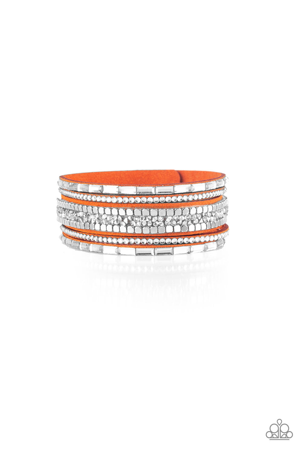 Rebel In Rhinestones - Orange Wrap Bracelet  Paparazzi  B0195