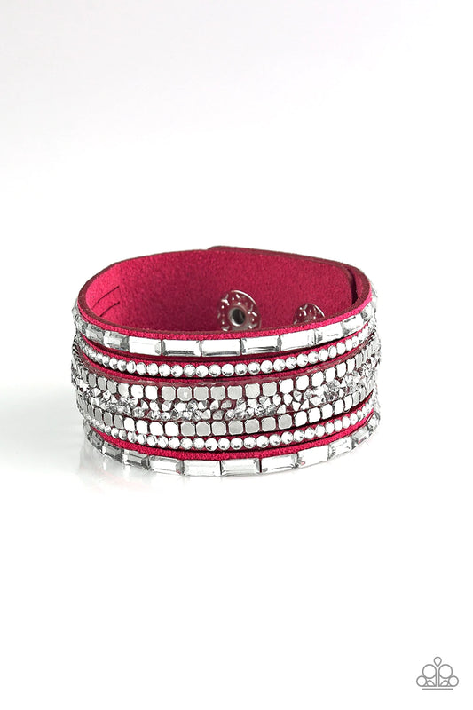 Rebel In Rhinestone Pink Urban Bracelet Paparazzi B0281