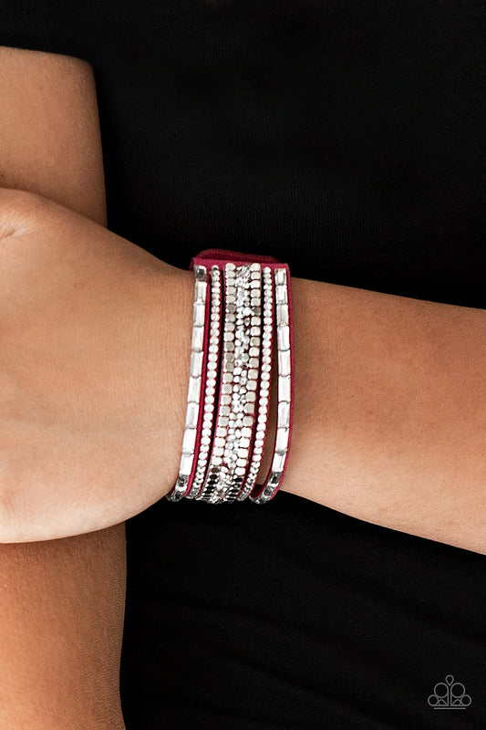Rebel In Rhinestone Pink Urban Bracelet Paparazzi B0281