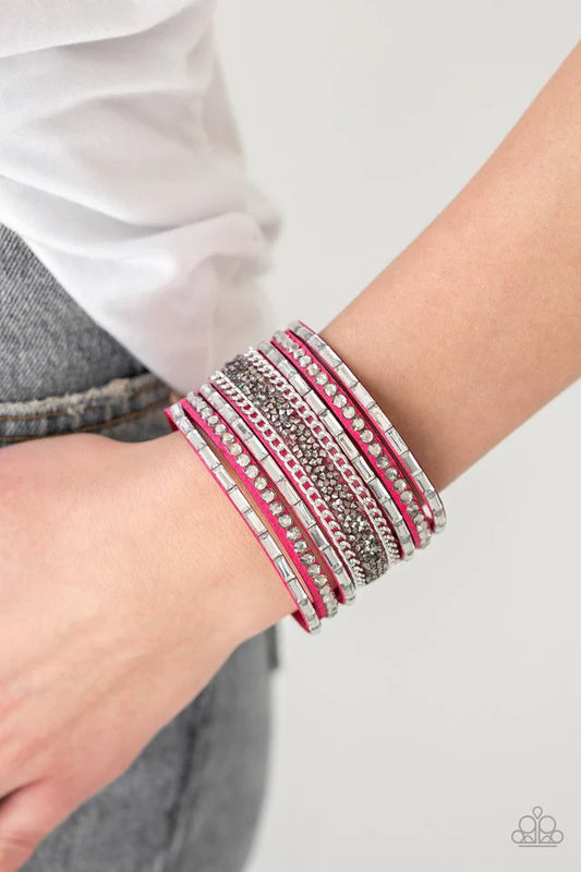 Rhinestone Rumble Pink Wrap Bracelet Paparazzi B0077