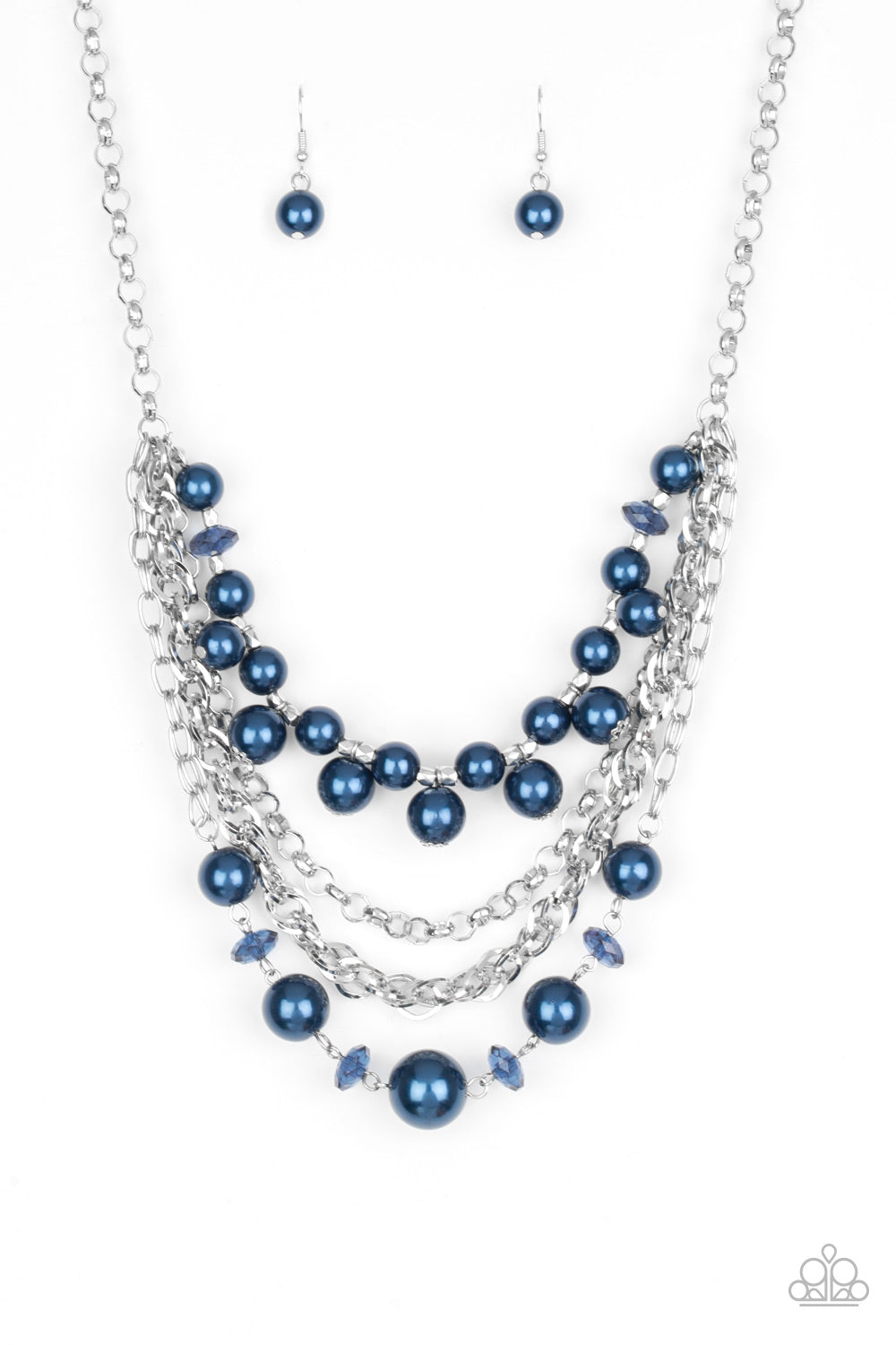 Rockin Rockette - Blue Pearl Silver Chain Necklace Paparazzi N0450