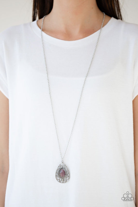 Modern Majesty Purple Moonstone Filigree Necklace Paparazzi N0174