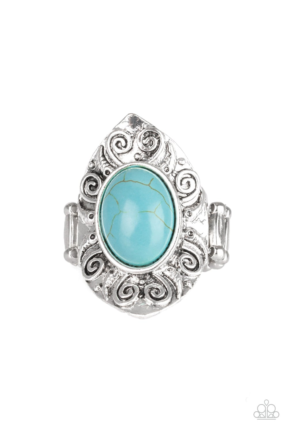 Mega Mother Nature Blue Cracked Stone Ring Paparazzi R0005