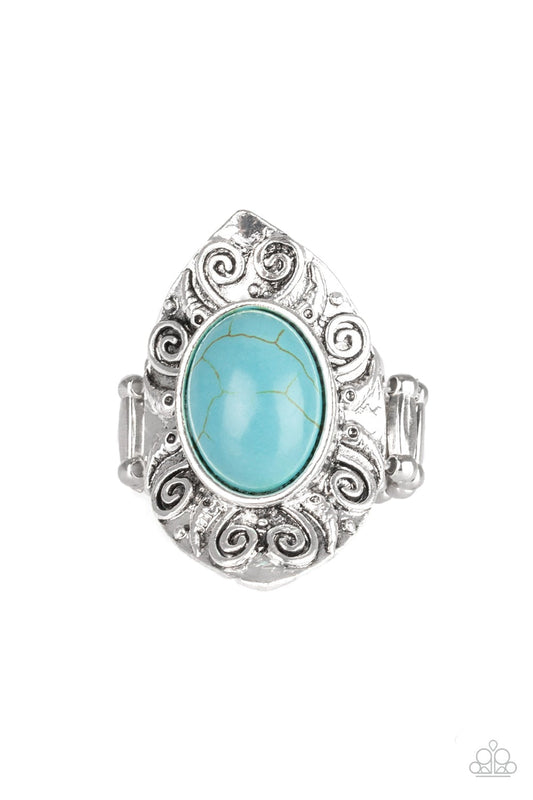 Mega Mother Nature Blue Cracked Stone Ring Paparazzi R0005