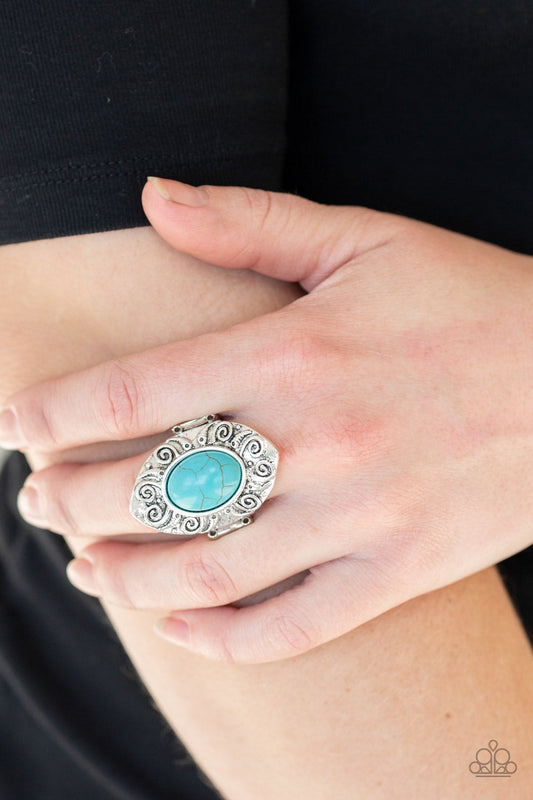 Mega Mother Nature Blue Cracked Stone Ring Paparazzi R0005