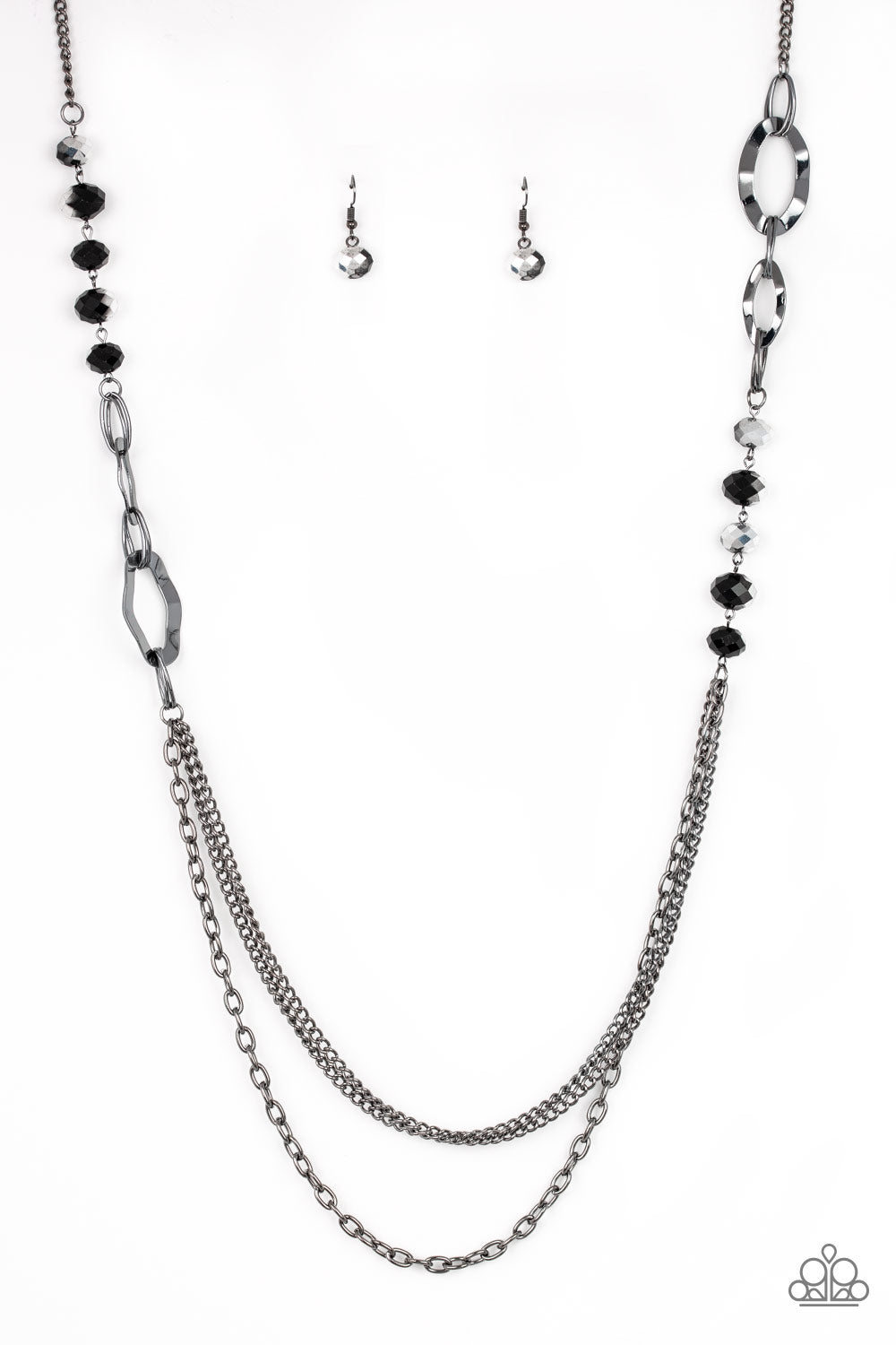 Modern Girl Glam - Black Crystal Like Bead Gunmetal Necklace Paparazzi N0989