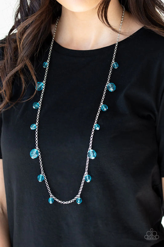 Glow Rider Blue Glassy Crystal like Bead Necklace Paparazzi N0103