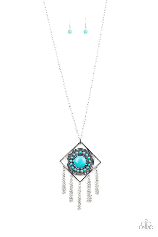 Sandstone Solstice Blue Cracked Stone Necklace Paparazzi N0202