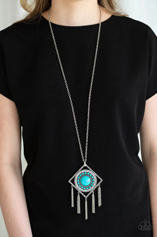 Sandstone Solstice Blue Cracked Stone Necklace Paparazzi N0202