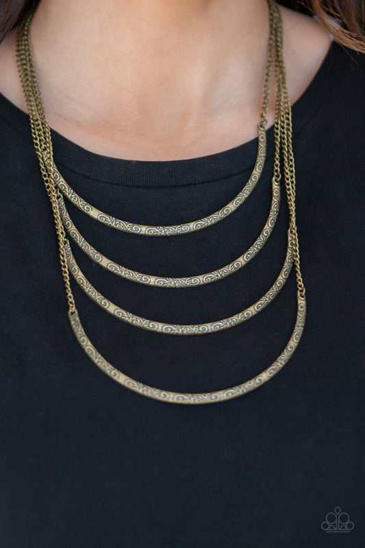 It Will Be Over MOON - Brass Multilayer Necklace Paparazzi N0751