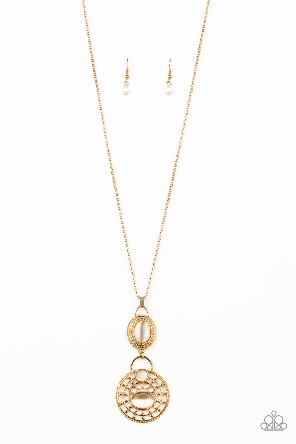 Hook, Vine, and Sinker Gold Cat's Eye Necklace Paparazzi N0194