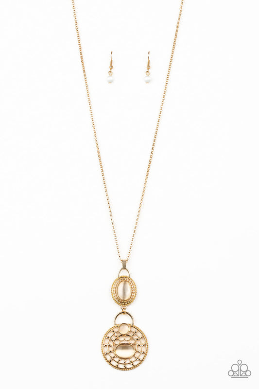 Hook, Vine, and Sinker Gold Cat's Eye Necklace Paparazzi N0194