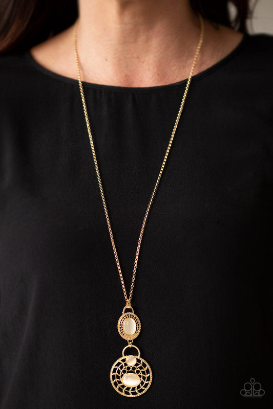 Hook, Vine, and Sinker Gold Cat's Eye Necklace Paparazzi N0194
