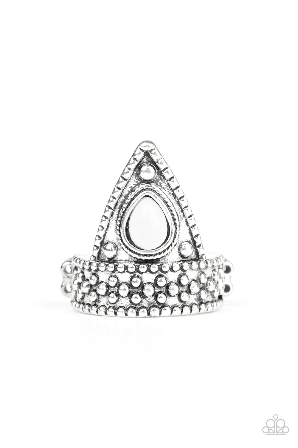 Tropical Escapade White Bead Silver Ring R0087