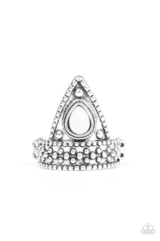 Tropical Escapade White Bead Silver Ring R0087