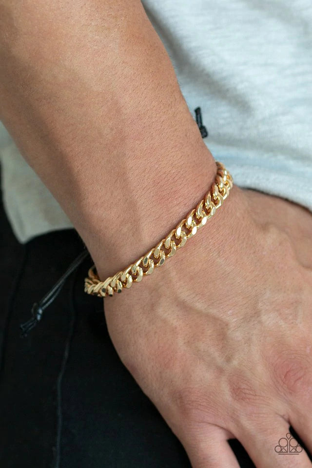 Throwdown Gold Chain Urban Pull Tie Bracelet B0095