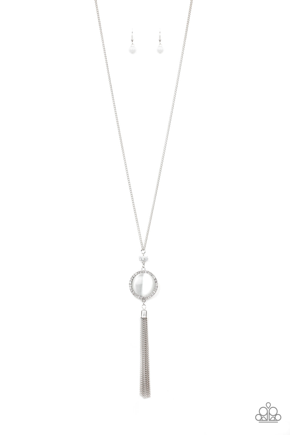Sparkling Spectacle White Cat's Eye Necklace Paparazzi N0599
