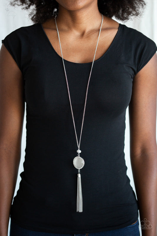 Sparkling Spectacle White Cat's Eye Necklace Paparazzi N0599