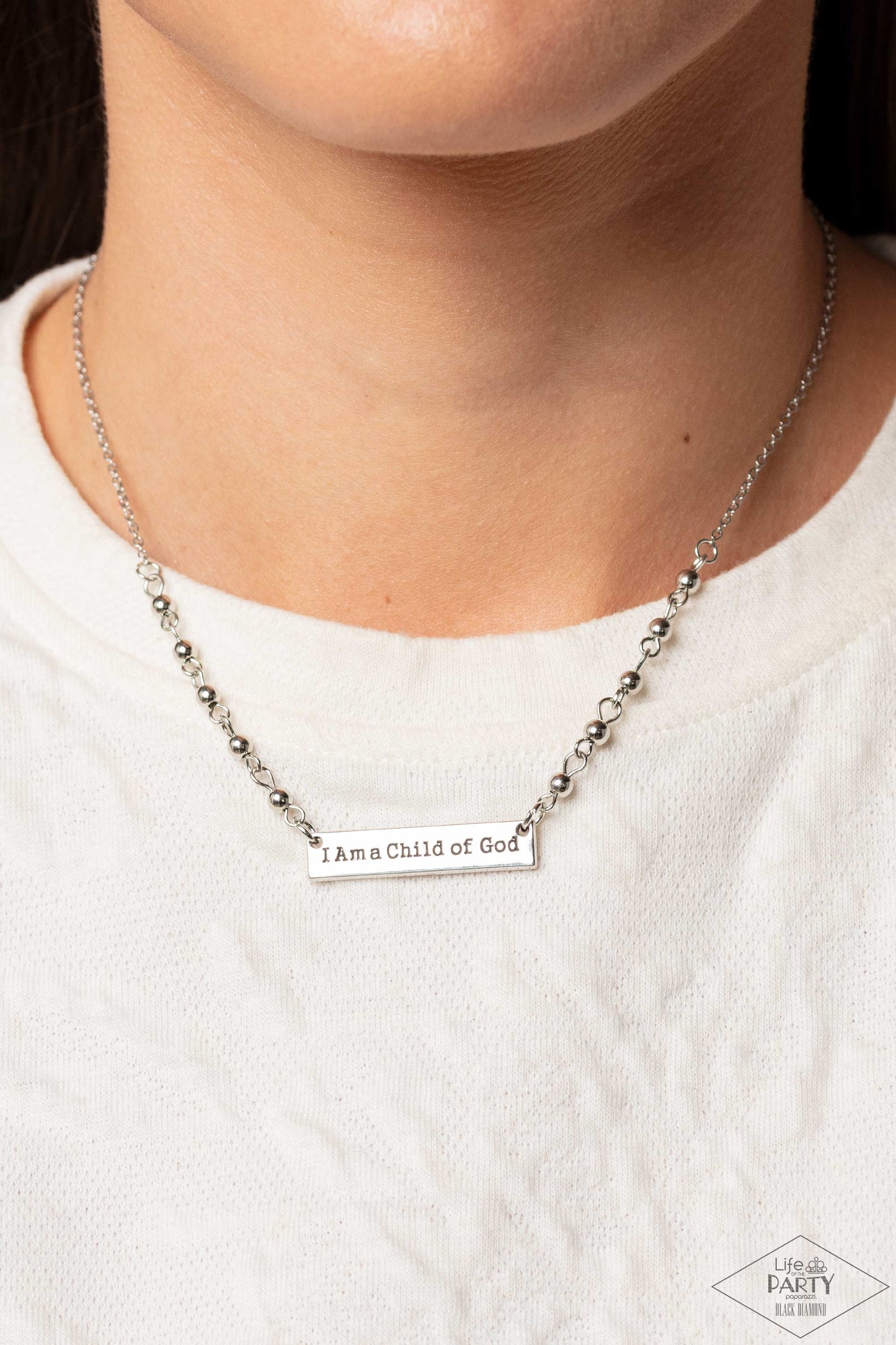 Send Me An Angel - Silver Inspirational Necklace "I Am A Child Of God" Life Of The Party Black Diamond Paparazzi N1526