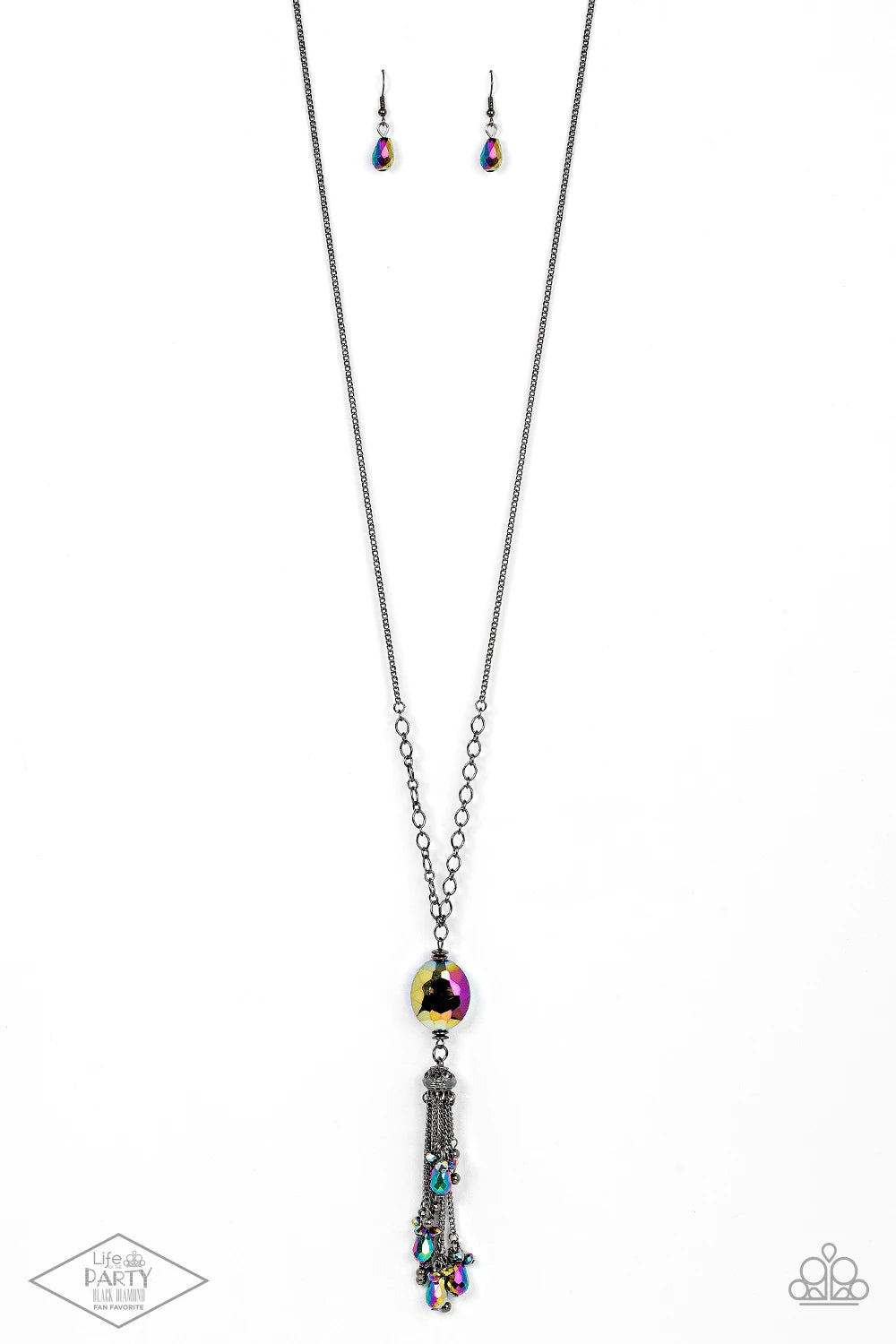 Fringe Flavor Multi Color Oil Spill Long Necklace Life Of The Party Black Diamond Exclusive Paparazzi N1362