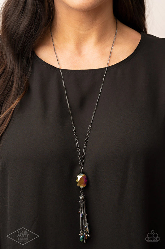 Fringe Flavor Multi Color Oil Spill Long Necklace Life Of The Party Black Diamond Exclusive Paparazzi N1362
