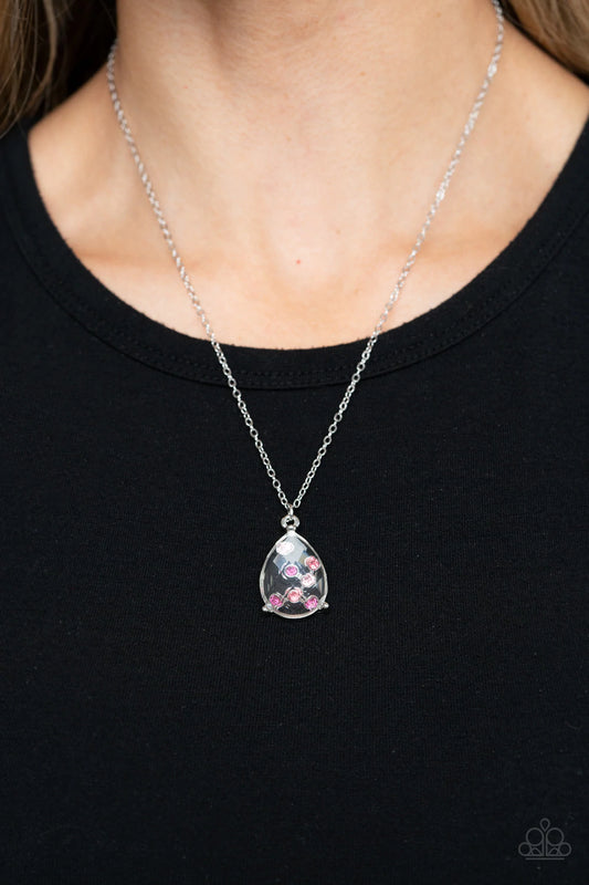 Stormy Shimmer Pink Rhinestone Necklace Paparazzi N0221