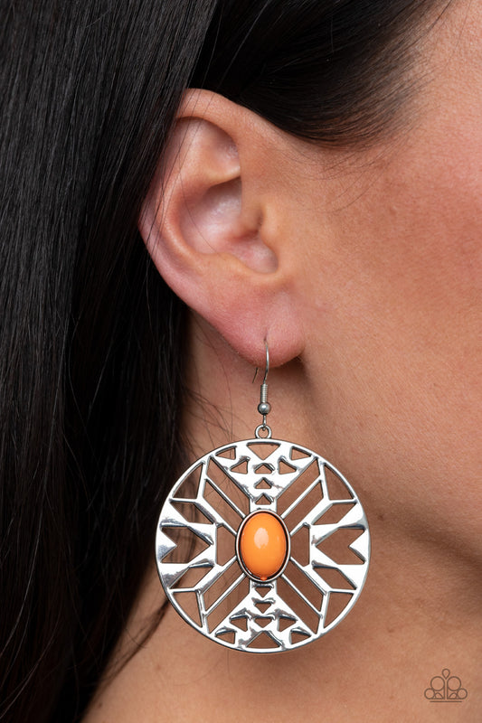 Southwest Walkabout - Orange Earring Paparazzi E0180