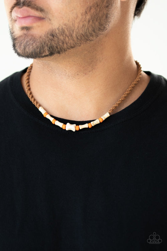 Beach Shark Orange Amberglow & Ivory Urban Necklace Paparazzi N0051