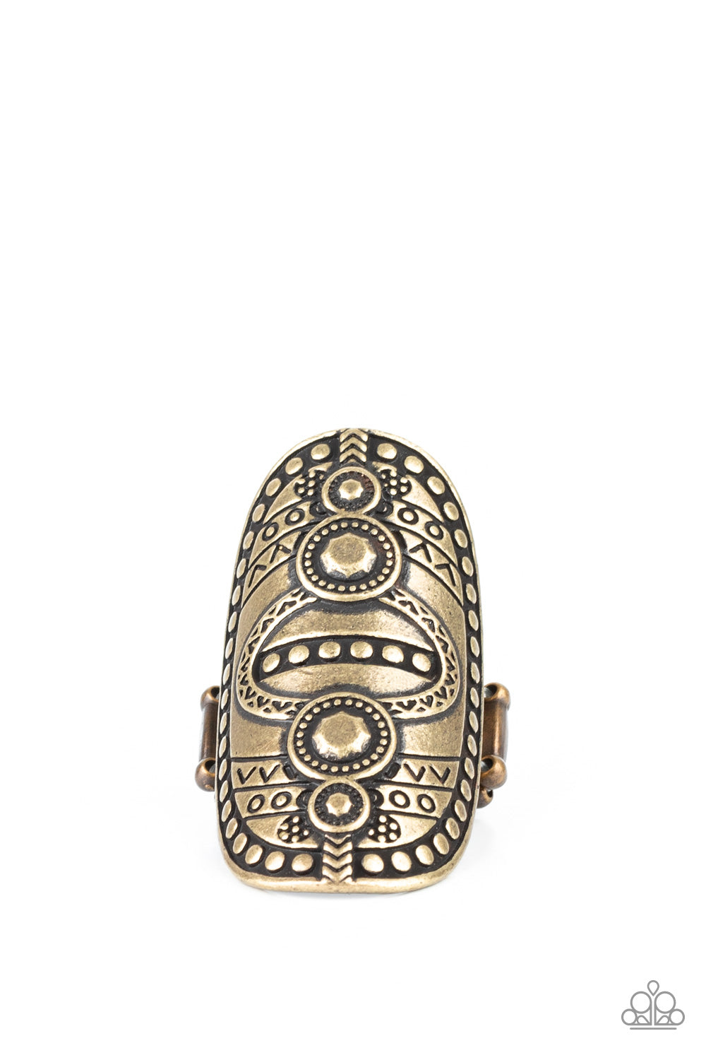Tiki Trail Brass Tribal Ring Paparazzi R0066
