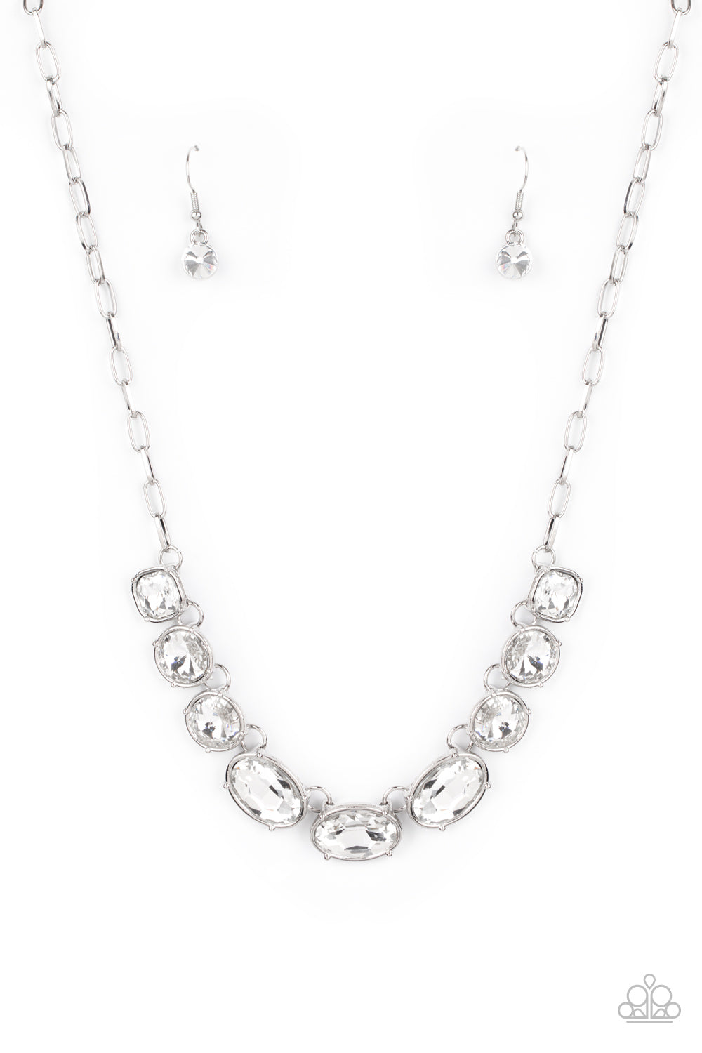 Gorgeously Glacial - White Rhinestone Necklace  Paparazzi  N0361