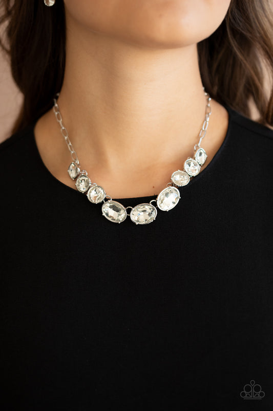 Gorgeously Glacial - White Rhinestone Necklace  Paparazzi  N0361