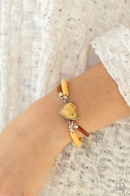 Charmingly Country - Yellow Cracked Stone Bracelet Paparazzi B0460