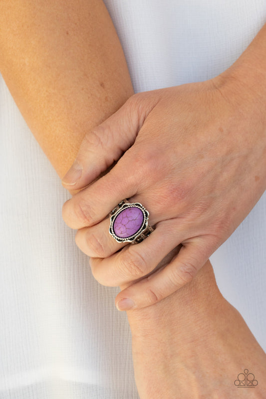 Flowering Dunes Purple Cracked Stone Ring Paparazzi R0099