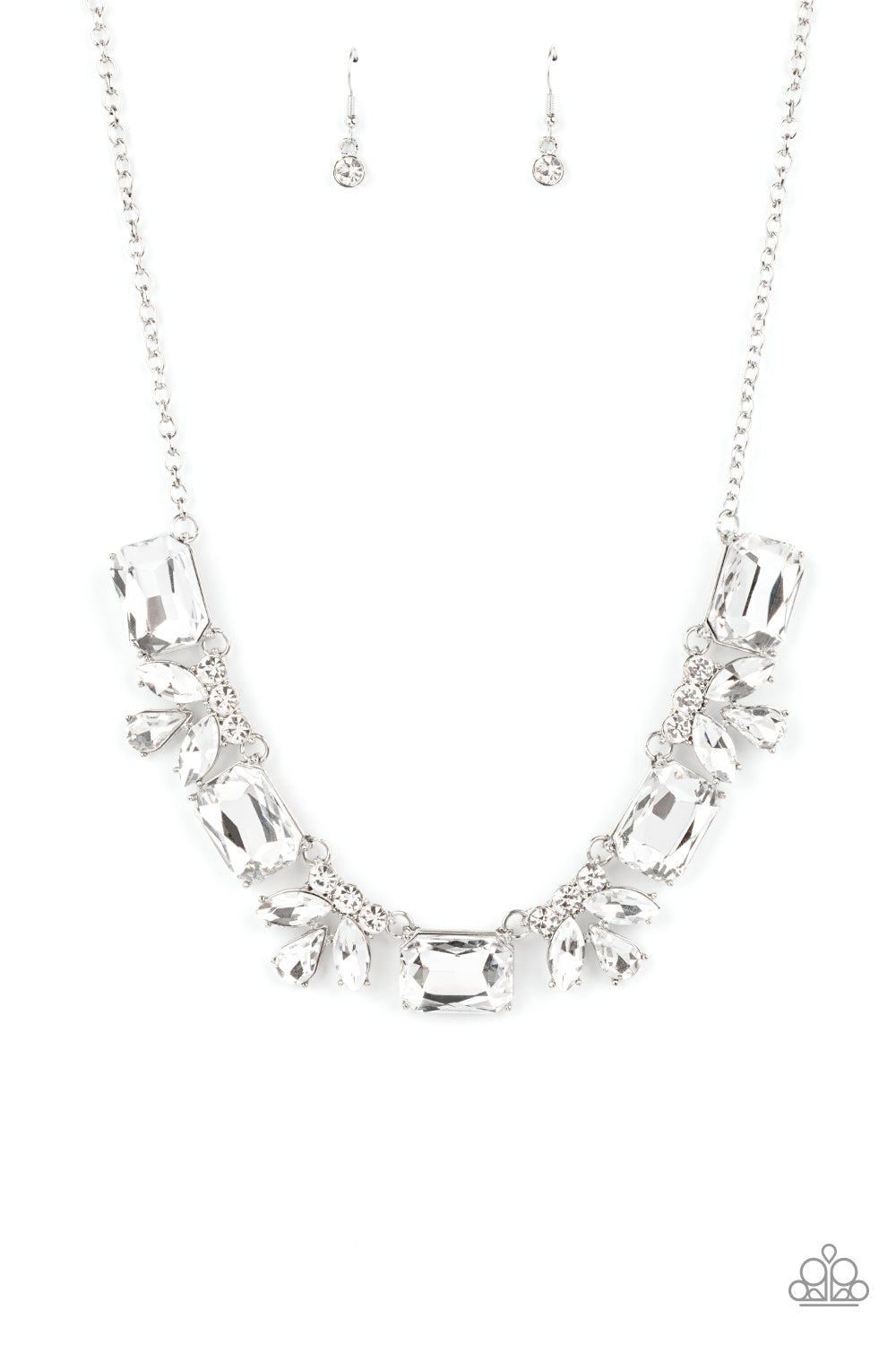 Long Live Sparkle - White Emerald Gem & Rhinestone Necklace Paparazzi N1973