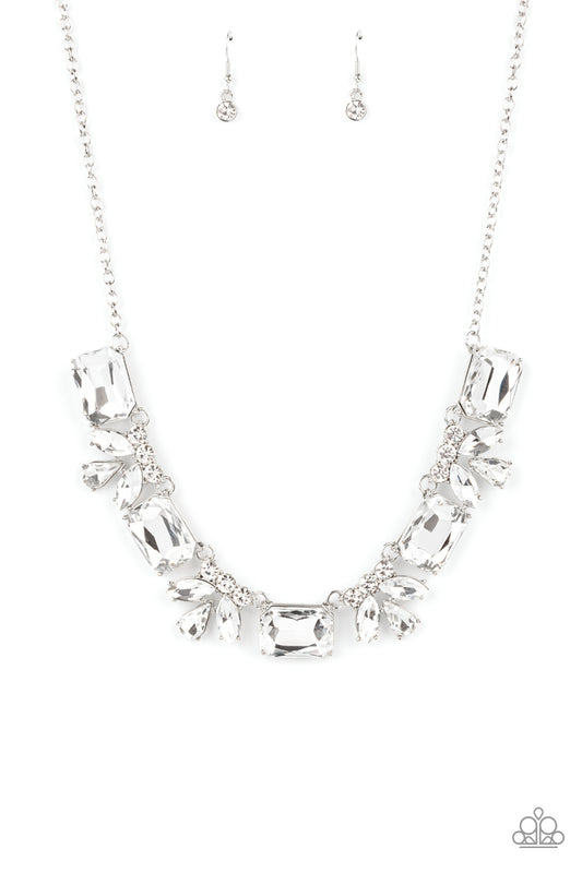 Long Live Sparkle - White Emerald Gem & Rhinestone Necklace Paparazzi N1973