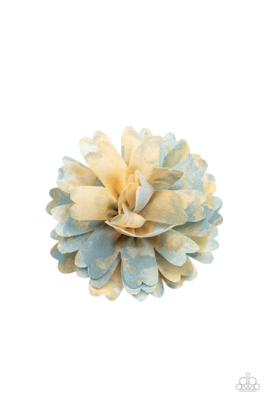 Tie Dyed Eden Multi Blue and Yellow Hair Clip Paparazzi H0024