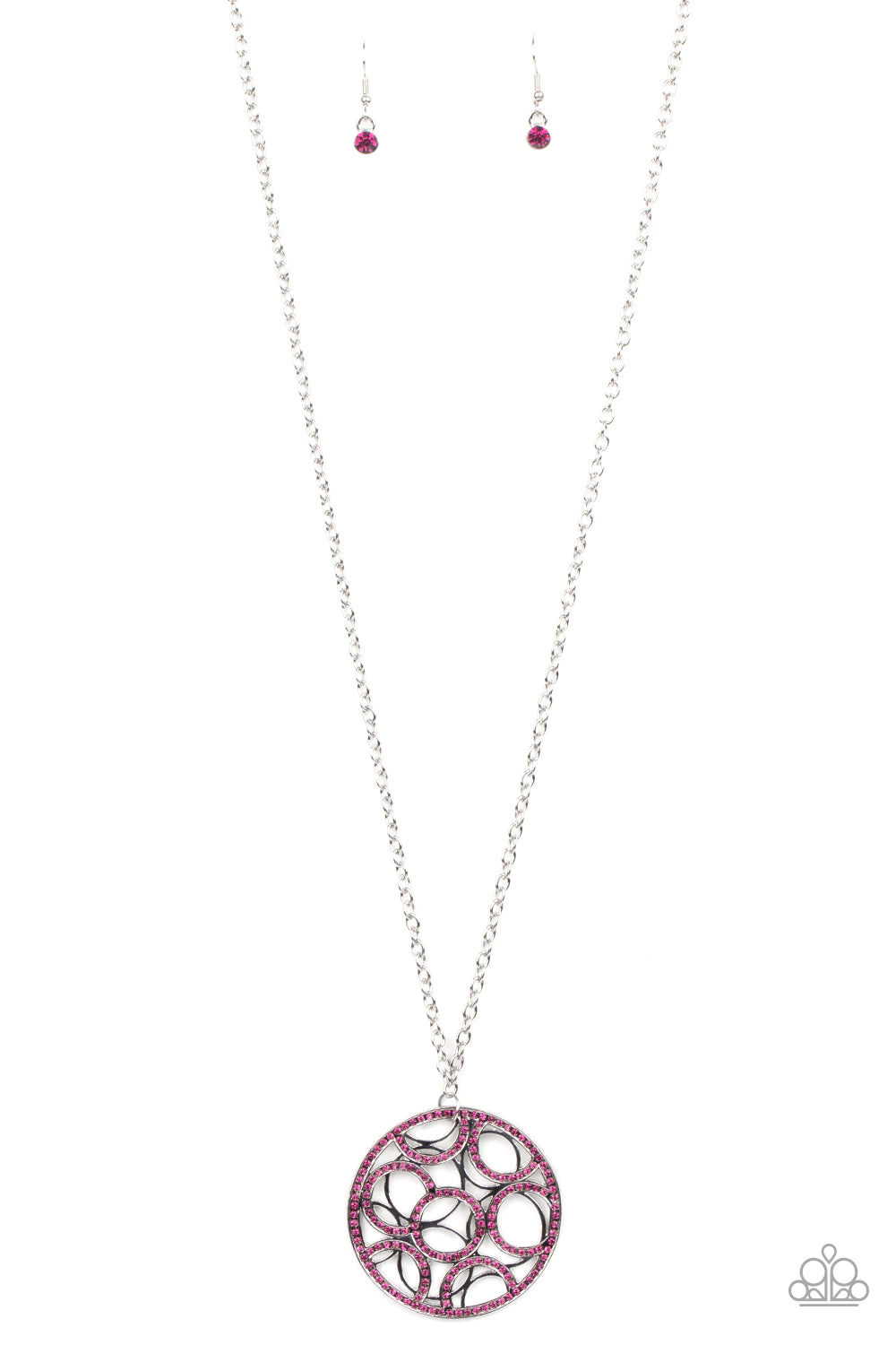 Thanks A MEDALLION Pink Rhinestone Necklace Paparazzi N0234