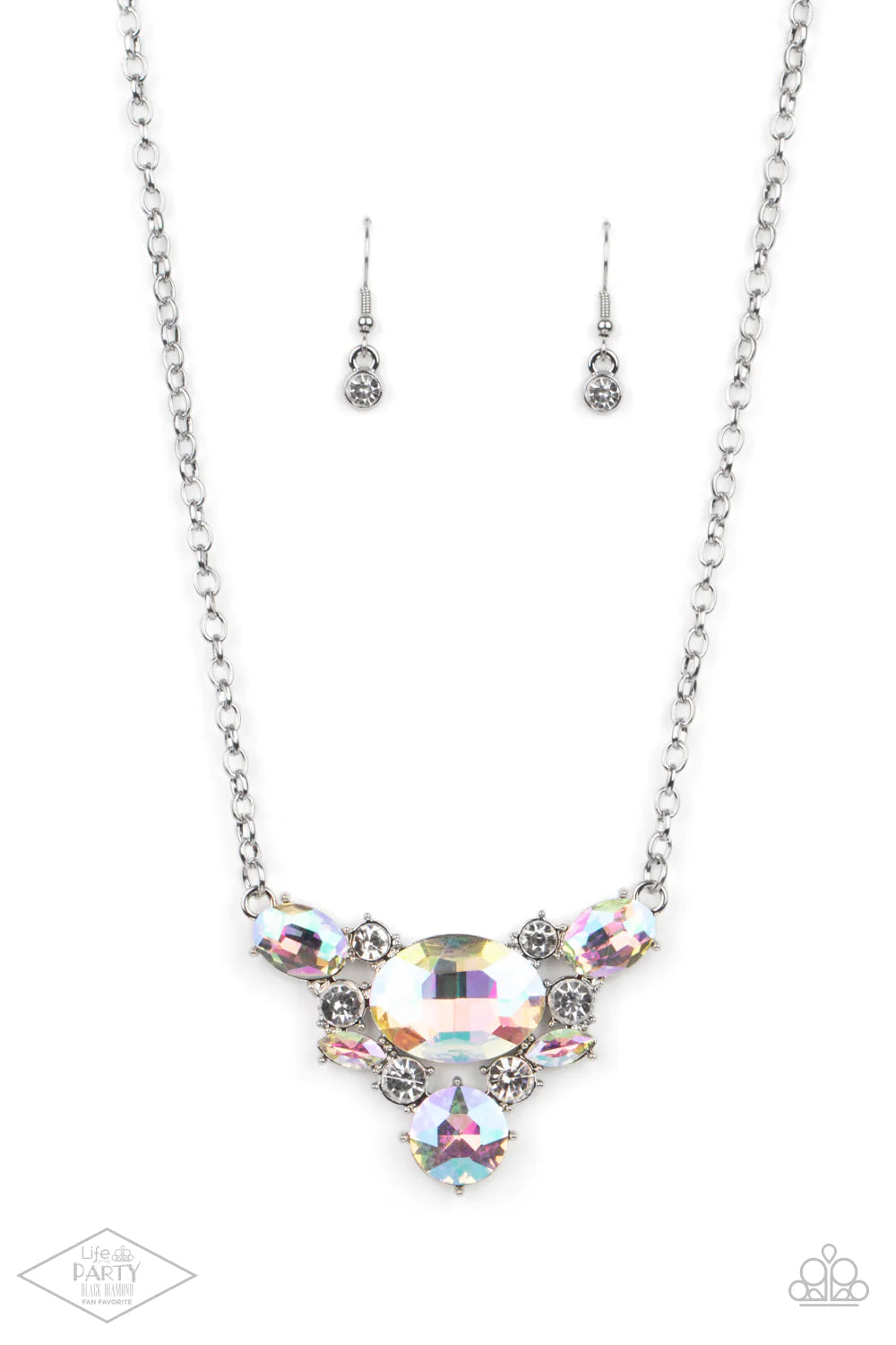 Cosmic Coronation Multi Iridescent Life Of The Party Black Diamond Exclusive Necklace Paparazzi N1384