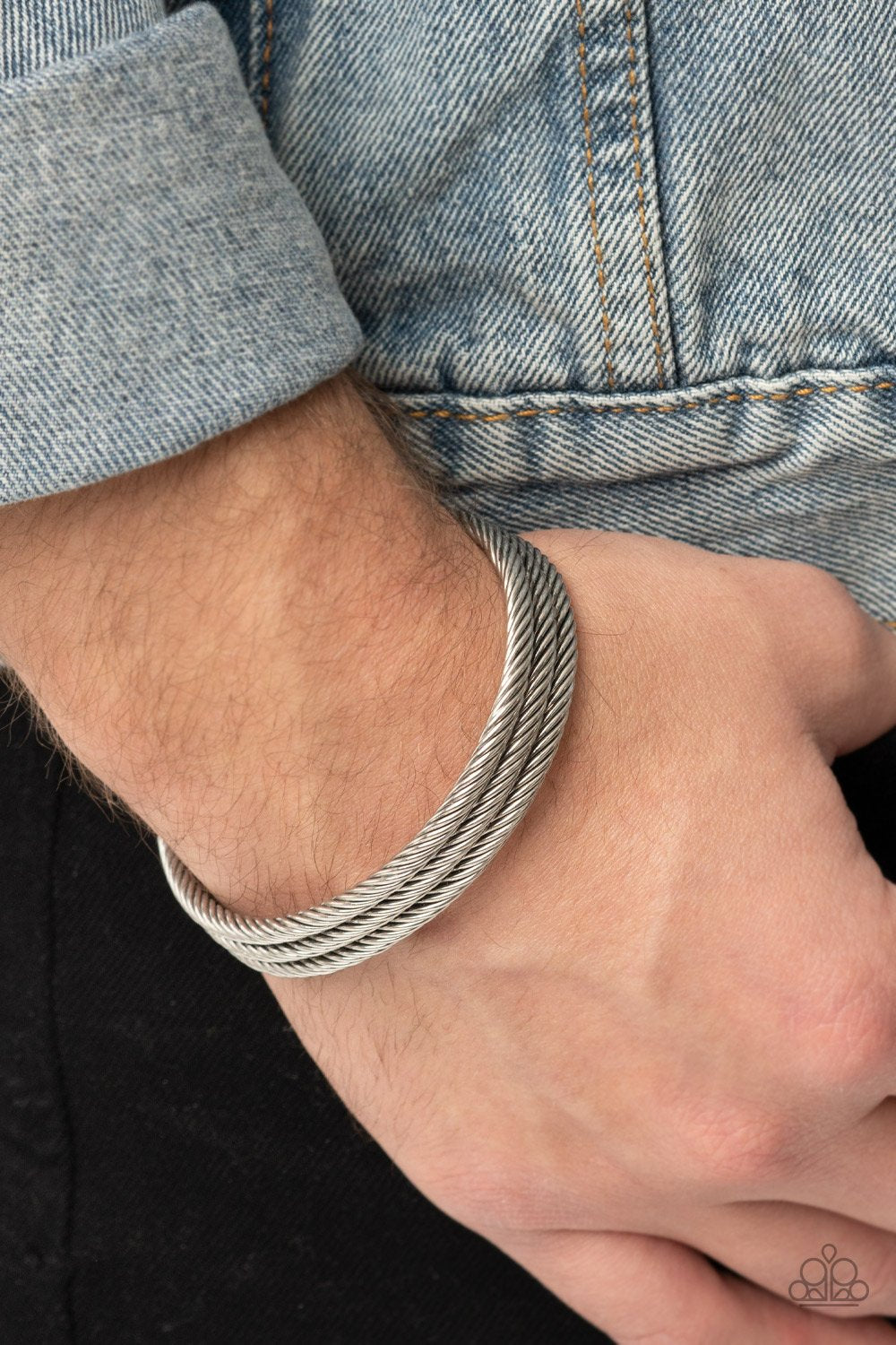Armored Cable Silver Urban Bracelet Paparazzi B0161