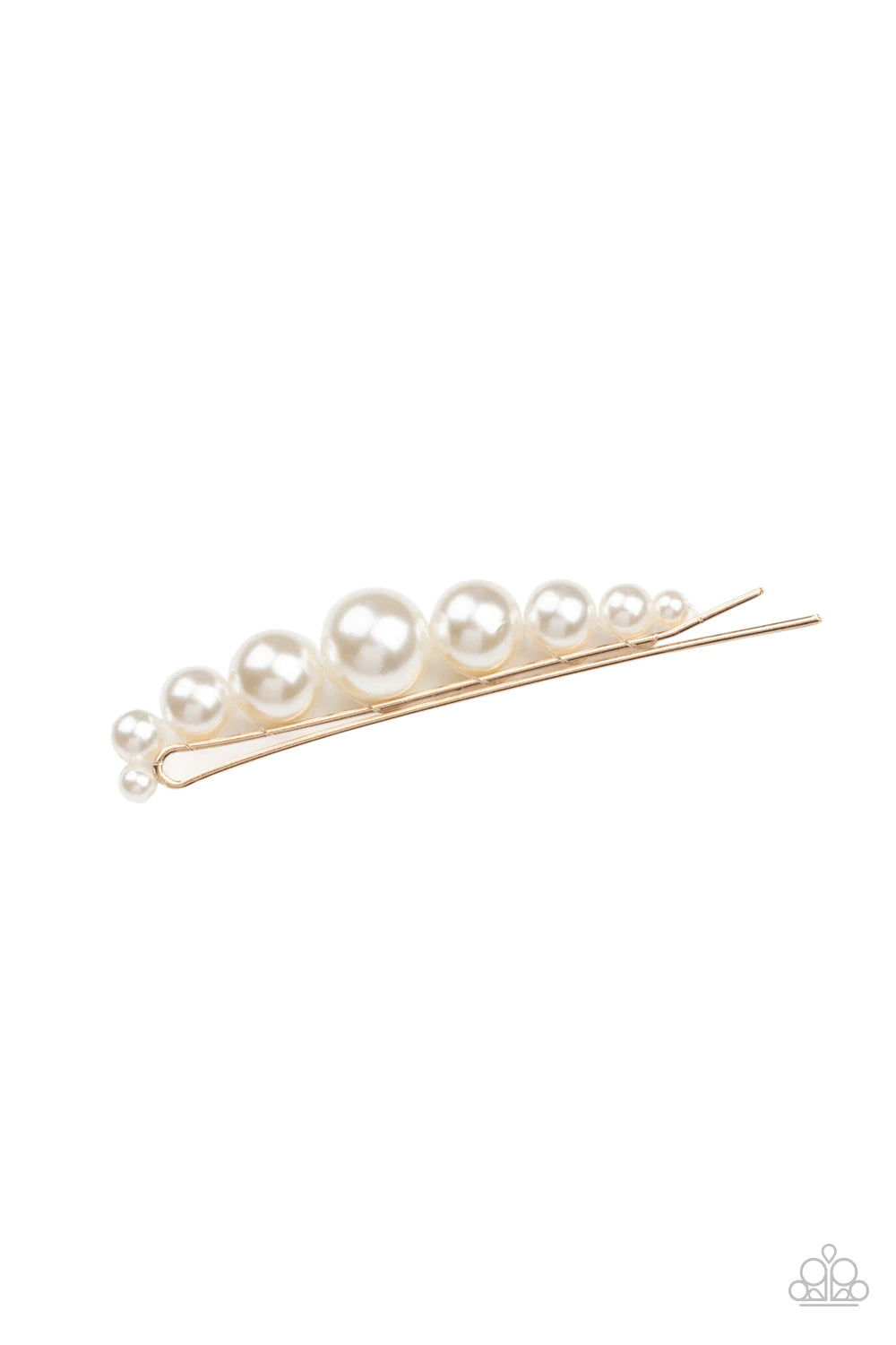 Elegantly Efficient Gold White Pearl Hair Clip Paparazzi H0002