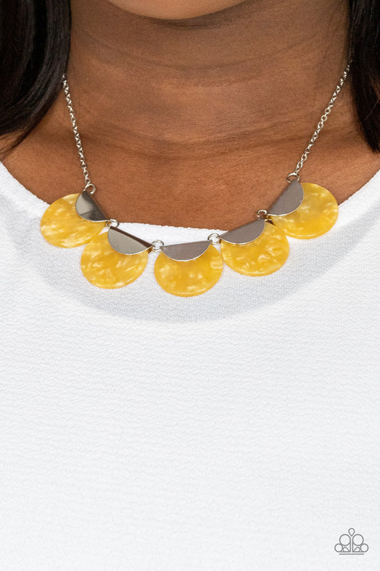 Mermaid Oasis - Yellow Iridescence Necklace Paparazzi N0808