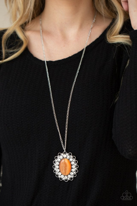 Oh My Medallion Orange Cat's Eye Necklace Paparazzi N0564
