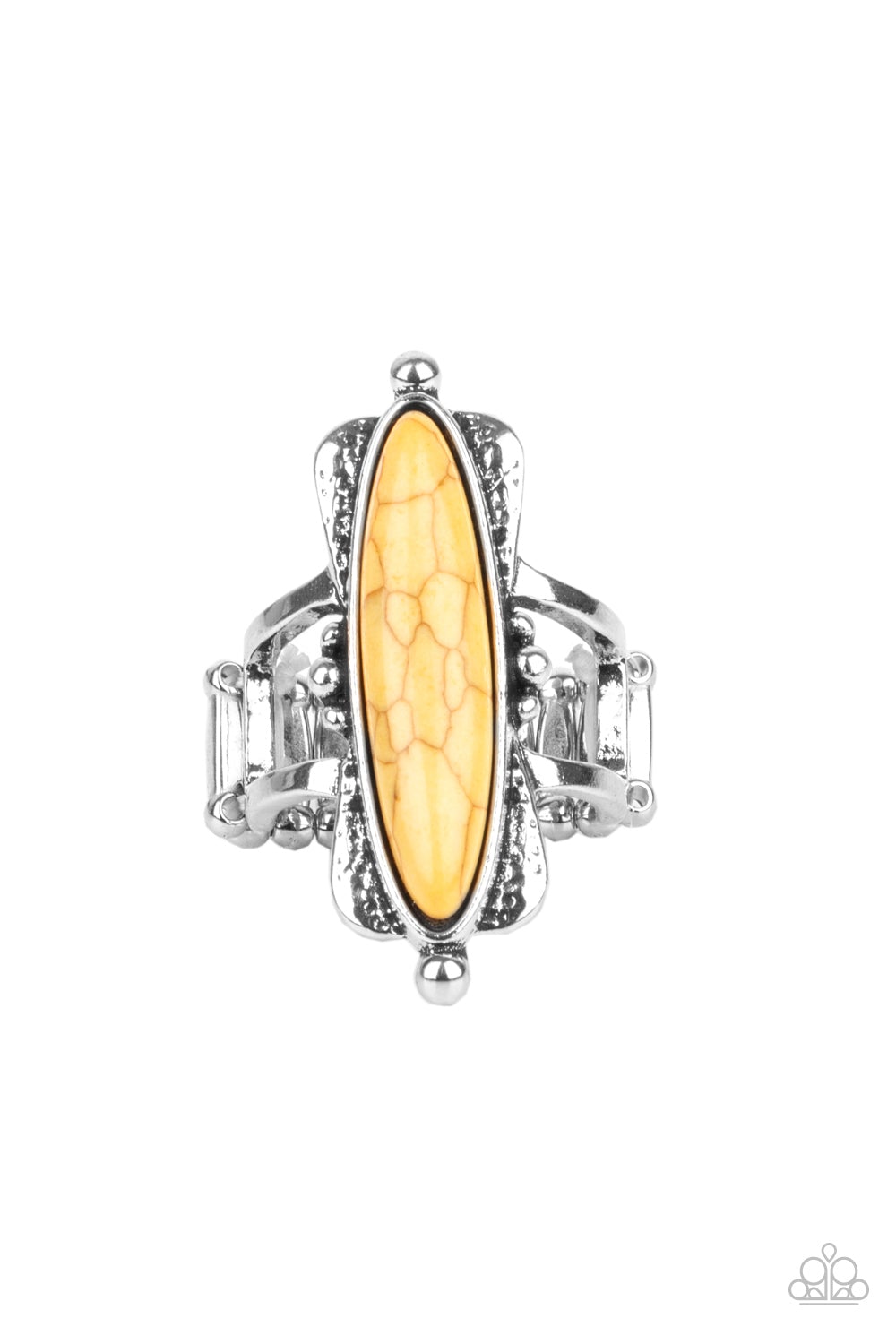 Cottage Craft Yellow Cracked Stone Ring Paparazzi R0181