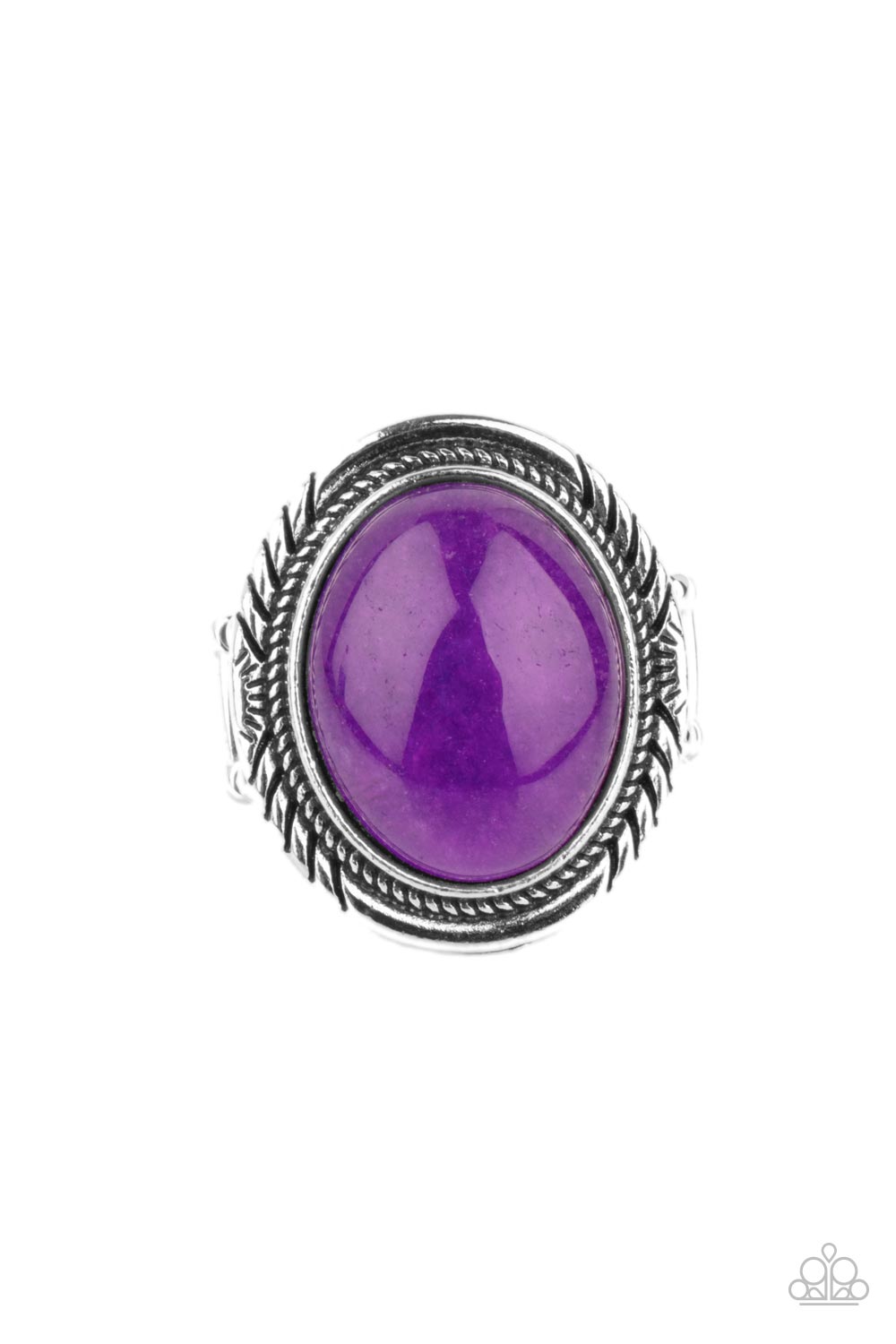 Stone Terrarium - Purple Stone Silver Ring Paparazzi R0600