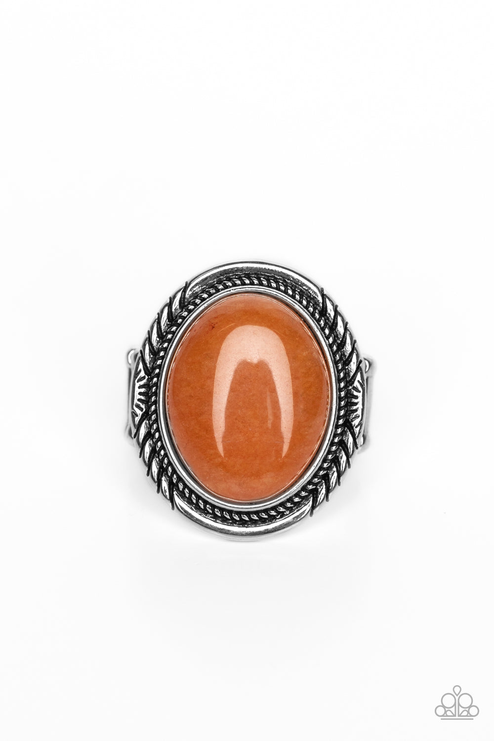 Stone Terrarium - Orange Glassy Stone Ring Paparazzi R0473