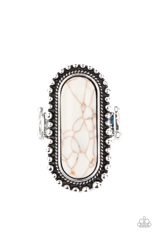 Sedona Scene White Cracked Stone Ring Paparazzi R0125