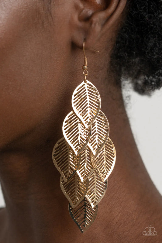 Limitlessly Leafy Gold Earring Paparazzi E0085